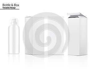 Glossy Spray Bottle Mock up Realistic Cosmetic and 3 Dimensional Box for Whitening Skincare and Aging anti-wrinkle merchandise on