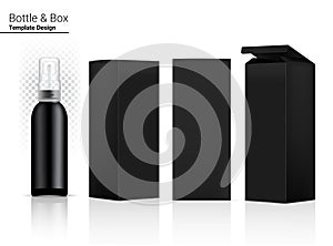 Glossy Spray Bottle Mock up Realistic Cosmetic and 3 Dimensional Box for Whitening Skincare and Aging anti-wrinkle merchandise on