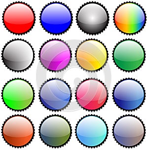 Glossy Sticky Seals Button Icons