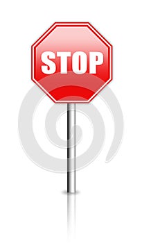 Glossy stop sign