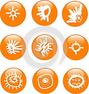 Glossy sun button icon set