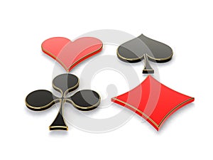 Glossy symbols of playing cards 3d image