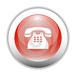 Glossy Telephone Sign Icon Button photo