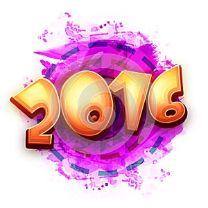 Glossy text for New Year 2016 celebration.