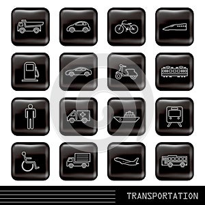 Glossy transportation icons set