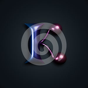 Glossy Typographic Symbol in Trendy Style with 3d and Metallic Gradient. Vector K Letter Illustration for Logos, Icons