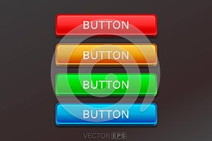 Glossy UI Buttons Set. A collection of vibrant vector web elements.