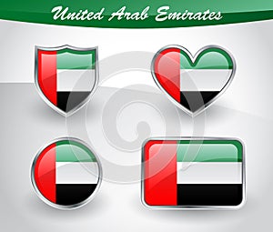 Glossy United Arab Emirates flag icon set
