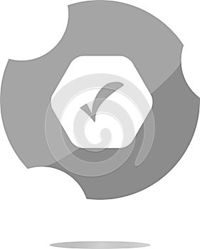 Glossy web button with check mark sign, icon isolated on white