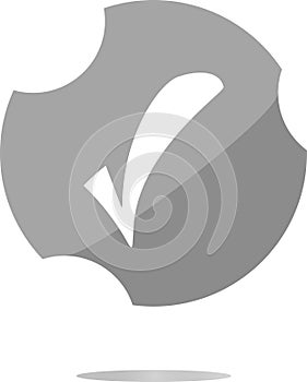 Glossy web button with check mark sign. shape icon