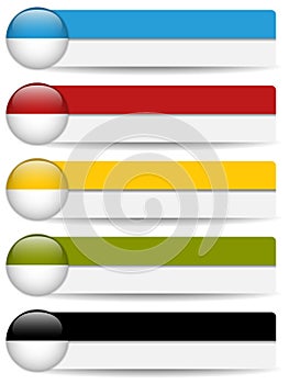 Glossy web buttons with colored bars.