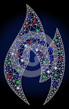 Glossy Mesh Wire Frame Fire Flame with Flare Spots