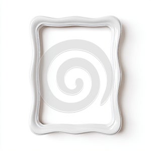 Glossy White Wavy Frame Isolated On Light Background Minimal Modern Mockup