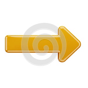 Glossy Yellow Arrow Pointing to the Right on a White Background direction pointer