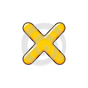 Yellow X mark, wrong, cancel isolated