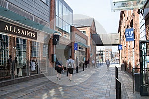 Gloucester Quays shopping centre with Allsaints and The Gap in the UK