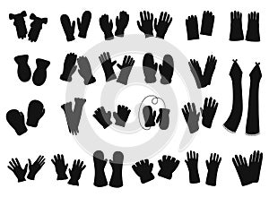 Glove gauntlet cartoon on isolated vector Silhouettes