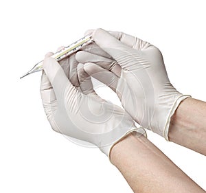 glove protective protection virus corona epidemic medical health disease hand thermometer temperature flu