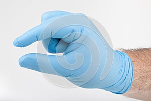 Gloved hand gesturing