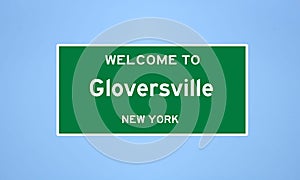 Gloversville, New York city limit sign. Town sign from the USA