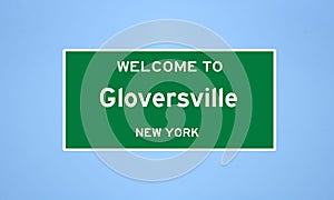 Gloversville, New York city limit sign. Town sign from the USA photo