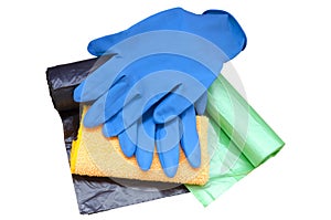 Gloves bags and microfibre for cleaning