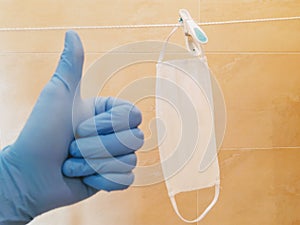 gloves and a protective mask