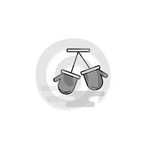 Gloves Web Icon. Flat Line Filled Gray Icon Vector