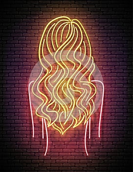 Glow Beautiful Woman Silhouette with Wavy Blond Hair