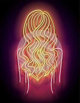 Glow Beautiful Woman Silhouette with Wavy Blond Hair