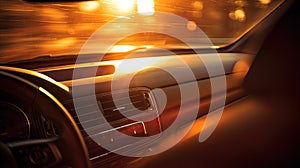glow blurred sun car interior