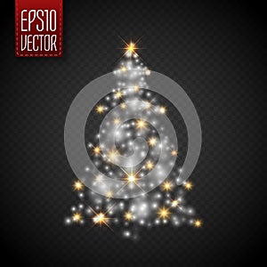 Glow Christmas Tree with lights and sparkles ,vector