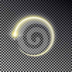 Glow circle light effect. Round magic yellow frame. Shine circle vector.