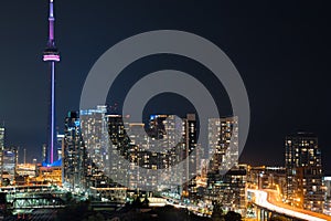 Glow from the city of Toronto and the Gardiner Expressway.