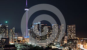 Glow from the city of Toronto and the Gardiner Expressway.