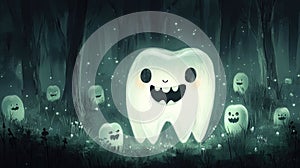 Glow-in-the-dark ghostly teeth in enchanted forest