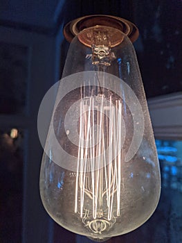 Glow of Edison lamp in the interior