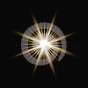 Glow effect. Glowing sparks. The star burst with brilliance.