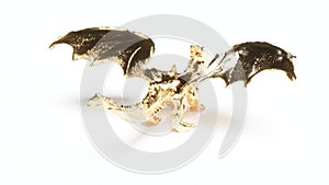 Glow gold dragon on white surface able to loop endless