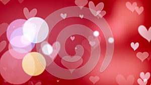 Glow Hearts flow motion with flare light red background