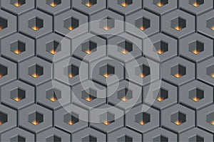 Glow hollow hexagon abstract geometric seamless honeycomb pattern vector illustration