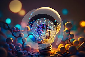 Glow inside a light bulb bright concept brainstorming Intelligence, intelligence, creativity and genius. Generative AI