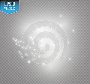 Glow light effect. Cloud of glittering dust. Vector illustration. Christmas