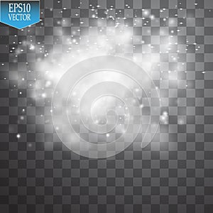 Glow light effect. Cloud of glittering dust. Vector illustration. Christmas