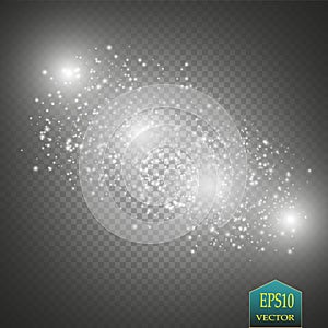 Glow light effect. Cloud of glittering dust. Vector illustration. Christmas