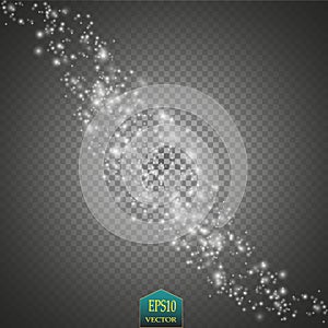 Glow light effect. Cloud of glittering dust. Vector illustration. Christmas