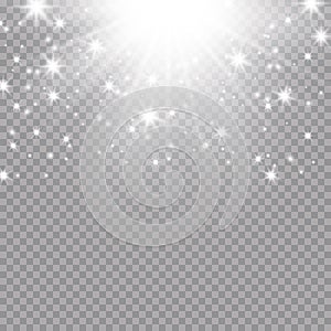 Glow light effect. Cloud of glittering dust. Vector illustration. Christmas flash Concept