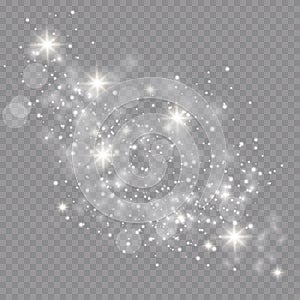 Glow light effect. Cloud of glittering dust. Vector illustration. Christmas flash Concept