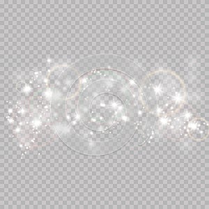 Glow light effect. Cloud of glittering dust. Vector illustration. Christmas flash Concept