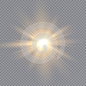 Glow light effect, explosion, glitter, spark, sun flash. Vector illustration.